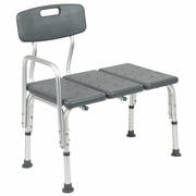 TOUGH ENOUGH SERIES 300 LB. CAPACITY ADJUSTABLE GRAY BATH & SHOWER TRANSFER BENCH WITH BACK AND SIDE ARM: <font color=green>FREE SHIPPING!</font>