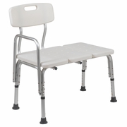 TOUGH ENOUGH SERIES 300 LB. CAPACITY ADJUSTABLE WHITE BATH & SHOWER TRANSFER BENCH WITH BACK AND SIDE ARM: <font color=green>FREE SHIPPING!</font>