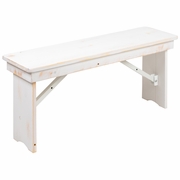 TOUGH ENOUGH SERIES 40" X 12" ANTIQUE RUSTIC WHITE SOLID PINE FOLDING FARM BENCH <font color=green>FREE SHIPPING!</font>