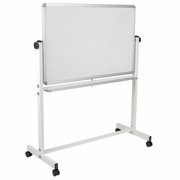 TOUGH ENOUGH SERIES 45.25"W X 54.75"H DOUBLE-SIDED MOBILE WHITE BOARD WITH PEN TRAY: <font color=green>FREE SHIPPING!</font>