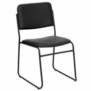 TOUGH ENOUGH SERIES 500 LB. CAPACITY HIGH DENSITY BLACK VINYL STACKING CHAIR WITH SLED BASE: <font color=green>FREE SHIPPING!</font>