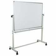 TOUGH ENOUGH SERIES 53"W X 62.5"H DOUBLE-SIDED MOBILE WHITE BOARD WITH PEN TRAY: <font color=green>FREE SHIPPING!</font>