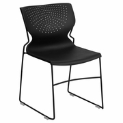 TOUGH ENOUGH SERIES 661 LB. CAPACITY BLACK FULL BACK STACK CHAIR WITH BLACK POWDER COATED FRAME: <font color=green>FREE SHIPPING!</font>