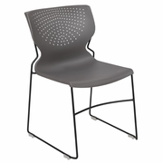 TOUGH ENOUGH SERIES 661 LB. CAPACITY GRAY FULL BACK STACK CHAIR WITH BLACK POWDER COATED FRAME: <font color=green>FREE SHIPPING!</font>