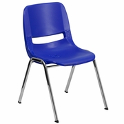 TOUGH ENOUGH SERIES 661 LB. CAPACITY NAVY ERGONOMIC SHELL STACK CHAIR WITH CHROME FRAME AND 16'' SEAT HEIGHT: <font color=green>FREE SHIPPING!</font>