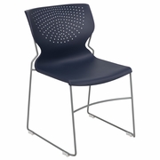 TOUGH ENOUGH SERIES 661 LB. CAPACITY NAVY FULL BACK STACK CHAIR WITH GRAY POWDER COATED FRAME: <font color=green>FREE SHIPPING!</font>
