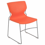 TOUGH ENOUGH SERIES 661 LB. CAPACITY ORANGE FULL BACK STACK CHAIR WITH GRAY POWDER COATED FRAME: <font color=green>FREE SHIPPING!</font>