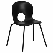TOUGH ENOUGH SERIES 770 LB. CAPACITY DESIGNER BLACK PLASTIC STACK CHAIR WITH BLACK FRAME: <font color=green>FREE SHIPPING!</font>