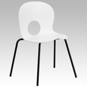TOUGH ENOUGH SERIES 770 LB. CAPACITY DESIGNER WHITE PLASTIC STACK CHAIR WITH BLACK FRAME: <font color=green>FREE SHIPPING!</font>