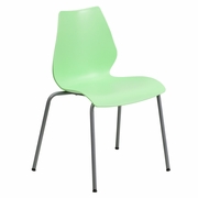 TOUGH ENOUGH SERIES 770 LB. CAPACITY GREEN STACK CHAIR WITH LUMBAR SUPPORT AND SILVER FRAME: <font color=green>FREE SHIPPING!</font>