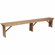 TOUGH ENOUGH SERIES 8' X 12'' ANTIQUE RUSTIC SOLID PINE FOLDING FARM BENCH WITH 3 LEGS: <font color=green>FREE SHIPPING!</font>