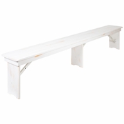 TOUGH ENOUGH SERIES 8' X 12" ANTIQUE RUSTIC SOLID WHITE PINE FOLDING FARM BENCH WITH 3 LEGS: <font color=green>FREE SHIPPING!</font>