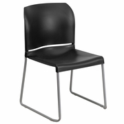 TOUGH ENOUGH SERIES 880 LB. CAPACITY BLACK FULL BACK CONTOURED STACK CHAIR WITH GRAY POWDER COATED SLED BASE: <font color=green>FREE SHIPPING!</font>