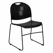 TOUGH ENOUGH SERIES 880 LB. CAPACITY BLACK ULTRA-COMPACT STACK CHAIR WITH BLACK POWDER COATED FRAME: <font color=green>FREE SHIPPING!</font>