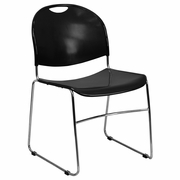 TOUGH ENOUGH SERIES 880 LB. CAPACITY BLACK ULTRA-COMPACT STACK CHAIR WITH CHROME FRAME <font color=green>FREE SHIPPING!</font>