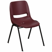 TOUGH ENOUGH SERIES 880 LB. CAPACITY BURGUNDY ERGONOMIC SHELL STACK CHAIR WITH BLACK FRAME: <font color=green>FREE SHIPPING!</font>