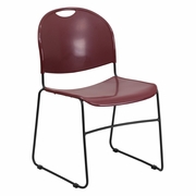 TOUGH ENOUGH SERIES 880 LB. CAPACITY BURGUNDY ULTRA-COMPACT STACK CHAIR WITH BLACK POWDER COATED FRAME: <font color=green>FREE SHIPPING!</font>