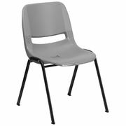 TOUGH ENOUGH SERIES 880 LB. CAPACITY GRAY ERGONOMIC SHELL STACK CHAIR WITH BLACK FRAME: <font color=green>FREE SHIPPING!</font>
