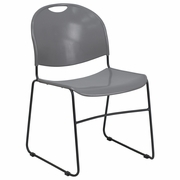 TOUGH ENOUGH SERIES 880 LB. CAPACITY GRAY ULTRA-COMPACT STACK CHAIR WITH BLACK POWDER COATED FRAME: <font color=green>FREE SHIPPING!</font>