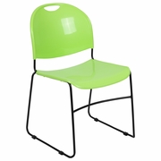 TOUGH ENOUGH SERIES 880 LB. CAPACITY GREEN ULTRA-COMPACT STACK CHAIR WITH BLACK POWDER COATED FRAME: <font color=green>FREE SHIPPING!</font>