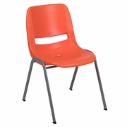 TOUGH ENOUGH SERIES 880 LB. CAPACITY ORANGE ERGONOMIC SHELL STACK CHAIR WITH GRAY FRAME: <font color=green>FREE SHIPPING!</font>