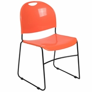 TOUGH ENOUGH SERIES 880 LB. CAPACITY ORANGE ULTRA-COMPACT STACK CHAIR WITH BLACK POWDER COATED FRAME: <font color=green>FREE SHIPPING!</font>