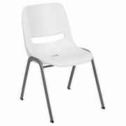 TOUGH ENOUGH SERIES 880 LB. CAPACITY WHITE ERGONOMIC SHELL STACK CHAIR WITH GRAY FRAME: <font color=green>FREE SHIPPING!</font>