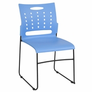 TOUGH ENOUGH SERIES 881 LB. CAPACITY BLUE SLED BASE STACK CHAIR WITH AIR-VENT BACK: <font color=green>FREE SHIPPING!</font>