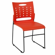 TOUGH ENOUGH SERIES 881 LB. CAPACITY ORANGE SLED BASE STACK CHAIR WITH AIR-VENT BACK: <font color=green>FREE SHIPPING!</font>
