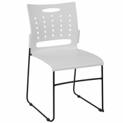 TOUGH ENOUGH SERIES 881 LB. CAPACITY WHITE SLED BASE STACK CHAIR WITH AIR-VENT BACK: <font color=green>FREE SHIPPING!</font>