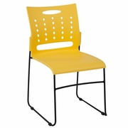 TOUGH ENOUGH SERIES 881 LB. CAPACITY YELLOW SLED BASE STACK CHAIR WITH AIR-VENT BACK: <font color=green>FREE SHIPPING!</font>