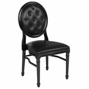 TOUGH ENOUGH SERIES 900 LB. CAPACITY KING LOUIS CHAIR WITH TUFTED BACK, BLACK VINYL SEAT AND BLACK FRAME: <font color=green>FREE SHIPPING!</font>