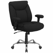 TOUGH ENOUGH SERIES BIG & TALL 400 LB. RATED BLACK FABRIC DEEP TUFTED SWIVEL ERGONOMIC TASK OFFICE CHAIR WITH ADJUSTABLE ARMS: <font color=green>FREE SHIPPING!</font>