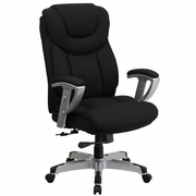 TOUGH ENOUGH SERIES BIG & TALL 400 LB. RATED BLACK FABRIC EXECUTIVE ERGONOMIC OFFICE CHAIR WITH SILVER ADJUSTABLE ARMS: <font color=green>FREE SHIPPING!</font>