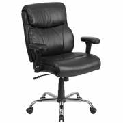 TOUGH ENOUGH SERIES BIG & TALL 400 LB. RATED BLACK LEATHERSOFT ERGONOMIC TASK OFFICE CHAIR WITH CLEAN LINE STITCHING AND ARMS: <font color=green>FREE SHIPPING!</font>