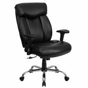 TOUGH ENOUGH SERIES BIG & TALL 400 LB. RATED BLACK LEATHERSOFT EXECUTIVE ERGONOMIC OFFICE CHAIR WITH FULL HEADREST & ARMS: <font color=green>FREE SHIPPING!</font>