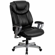 TOUGH ENOUGH SERIES BIG & TALL 400 LB. RATED BLACK LEATHERSOFT EXECUTIVE ERGONOMIC OFFICE CHAIR WITH SILVER ADJUSTABLE ARMS: <font color=green>FREE SHIPPING!</font>