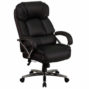 TOUGH ENOUGH SERIES BIG & TALL 500 LB. RATED BLACK LEATHERSOFT EXECUTIVE SWIVEL ERGONOMIC OFFICE CHAIR WITH CHROME BASE AND ARMS <font color=green>FREE SHIPPING!</font>