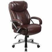 TOUGH ENOUGH SERIES BIG & TALL 500 LB. RATED BROWN LEATHERSOFT EXECUTIVE SWIVEL ERGONOMIC OFFICE CHAIR WITH EXTRA WIDE SEAT: <font color=green>FREE SHIPPING!</font>