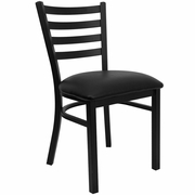 TOUGH ENOUGH SERIES BLACK LADDER BACK METAL RESTAURANT CHAIR - BLACK VINYL SEAT: <font color=green>FREE SHIPPING!</font>