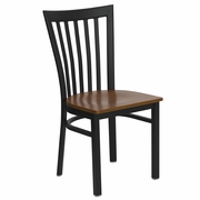 TOUGH ENOUGH SERIES BLACK SCHOOL HOUSE BACK METAL RESTAURANT CHAIR - CHERRY WOOD SEAT <font color=green>FREE SHIPPING!</font>