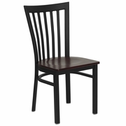 TOUGH ENOUGH SERIES BLACK SCHOOL HOUSE BACK METAL RESTAURANT CHAIR - MAHOGANY WOOD SEAT: <font color=green>FREE SHIPPING!</font>