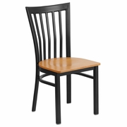 TOUGH ENOUGH SERIES BLACK SCHOOL HOUSE BACK METAL RESTAURANT CHAIR - NATURAL WOOD SEAT <font color=green>FREE SHIPPING!</font>