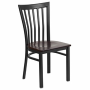 TOUGH ENOUGH SERIES BLACK SCHOOL HOUSE BACK METAL RESTAURANT CHAIR - WALNUT WOOD SEAT: <font color=green>FREE SHIPPING!</font>