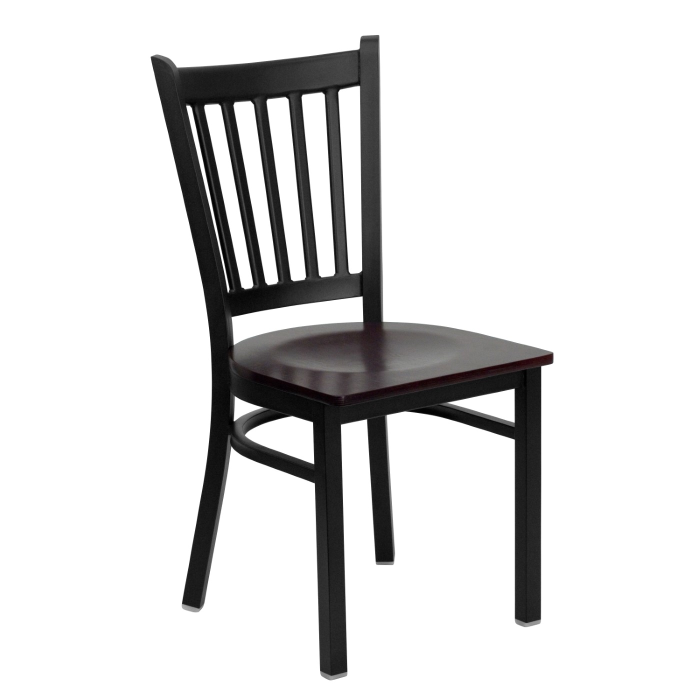 TOUGH ENOUGH SERIES BLACK VERTICAL BACK METAL RESTAURANT CHAIR - MAHOGANY WOOD SEAT: <font color=green>FREE SHIPPING!</font> TOUGH ENOUGH SERIES BLACK VERTICAL BACK METAL RESTAURANT CHAIR - MAHOGANY WOOD SEAT: <font color=green>FREE SHIPPING!</font>