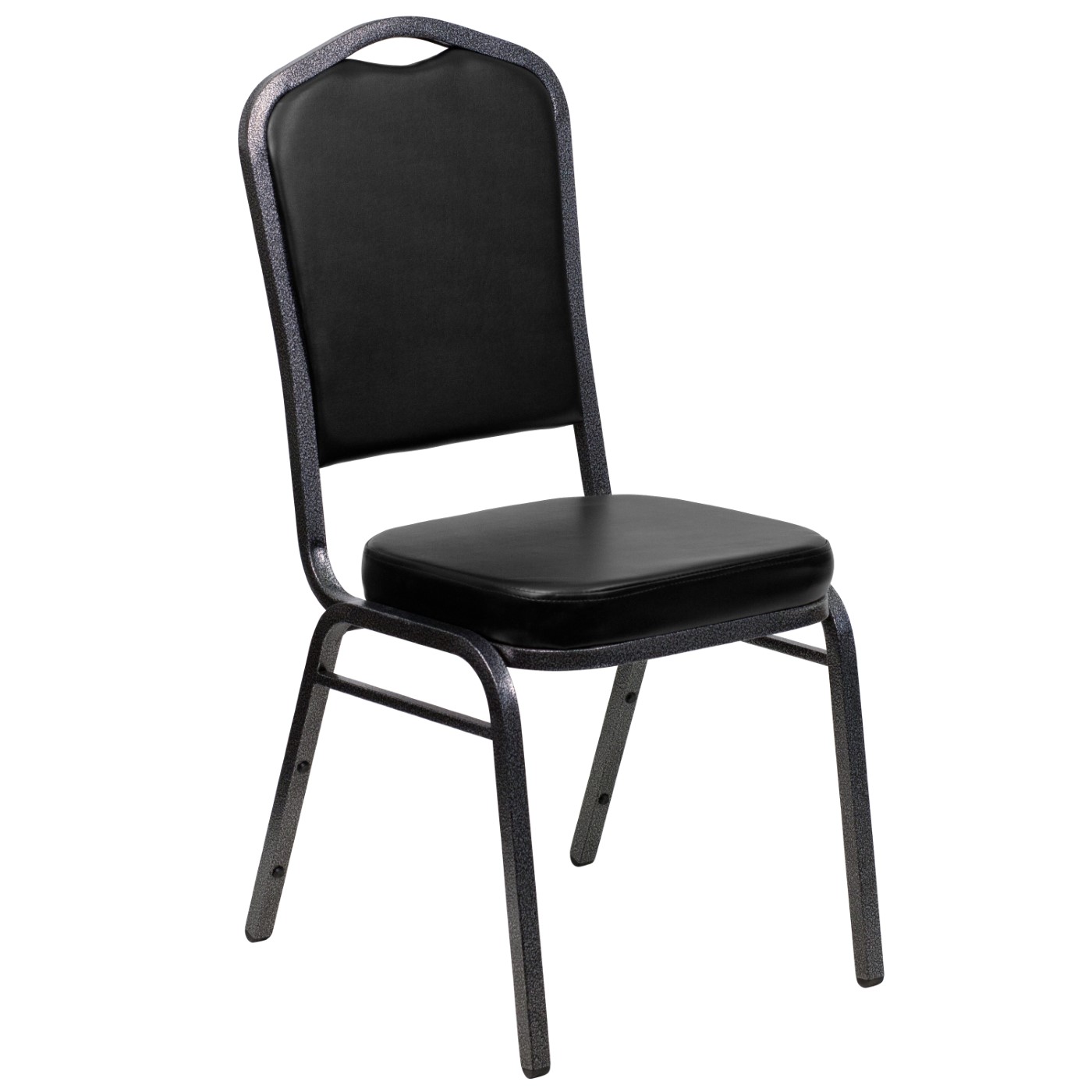 TOUGH ENOUGH SERIES CROWN BACK STACKING BANQUET CHAIR IN BLACK VINYL - SILVER VEIN FRAME <font color=green>FREE SHIPPING!</font> TOUGH ENOUGH SERIES CROWN BACK STACKING BANQUET CHAIR IN BLACK VINYL - SILVER VEIN FRAME <font color=green>FREE SHIPPING!</font>