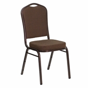 TOUGH ENOUGH SERIES CROWN BACK STACKING BANQUET CHAIR IN BROWN PATTERNED FABRIC - COPPER VEIN FRAME: <font color=green>FREE SHIPPING!</font>