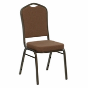 TOUGH ENOUGH SERIES CROWN BACK STACKING BANQUET CHAIR IN COFFEE FABRIC - GOLD VEIN FRAME <font color=green>FREE SHIPPING!</font>