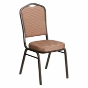 TOUGH ENOUGH SERIES CROWN BACK STACKING BANQUET CHAIR IN GOLD DIAMOND PATTERNED FABRIC - GOLD VEIN FRAME: <font color=green>FREE SHIPPING!</font>