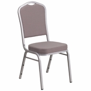 TOUGH ENOUGH SERIES CROWN BACK STACKING BANQUET CHAIR IN GRAY DOT FABRIC - SILVER FRAME: <font color=green>FREE SHIPPING!</font>